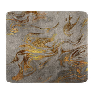 Elegant modern gold and silver marble look cutting board