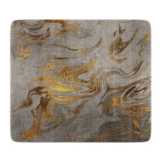 Elegant modern gold and silver marble look cutting board (Front)
