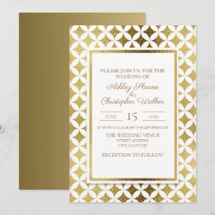 Elegant Modern Gold and White Wedding Invitation