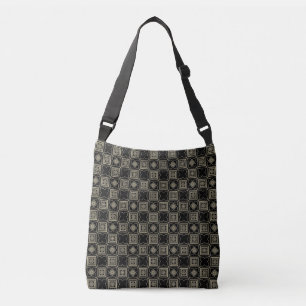 Elegant Modern Gold Art Deco Squares Tiles Pattern Crossbody Bag