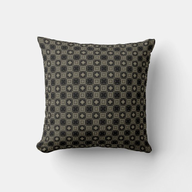 Elegant Modern Gold Art Deco Squares Tiles Pattern Throw Pillow (Front)