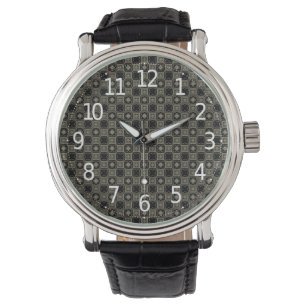 Elegant Modern Gold Art Deco Squares Tiles Pattern Watch