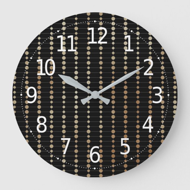 Elegant Modern Gold Beads Circles Dots Pattern | Large Clock (Front)