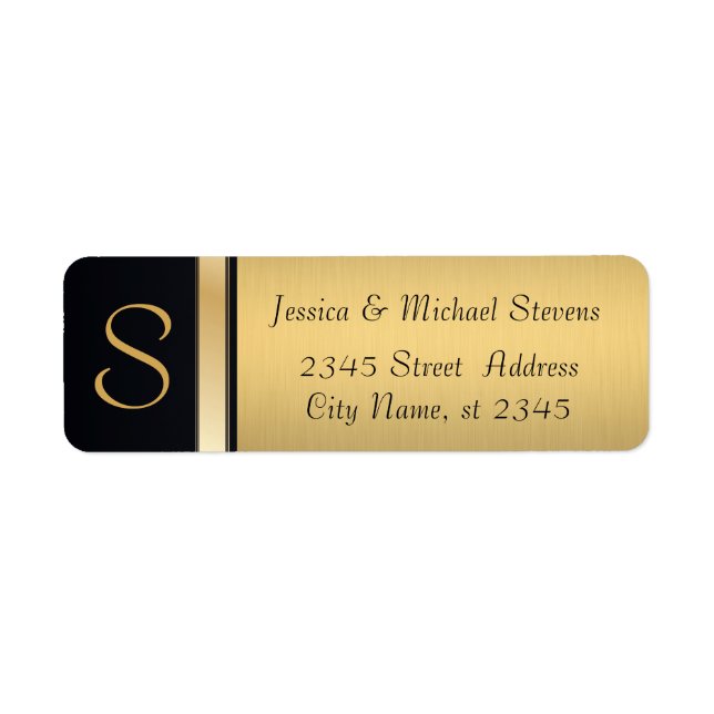 Elegant modern gold / black monogram wedding (Front)