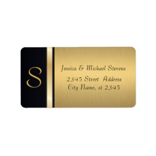 Elegant modern gold / black monogram wedding label