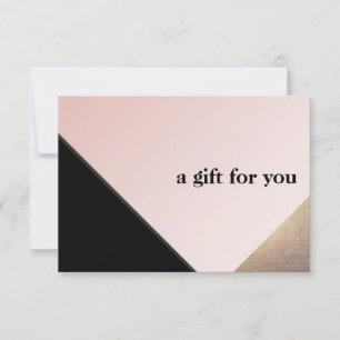 Elegant Modern Gold, Black Pink Gift Certificate T Thank You Card