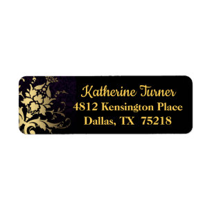 Elegant Modern Gold Black Return Address Labels
