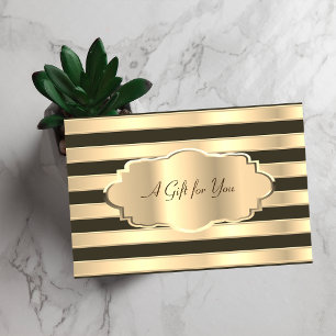 Elegant Modern Gold Black Stripes, Gold Frame Discount Card