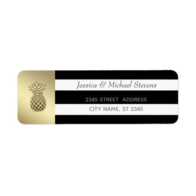 Elegant modern gold black/white stripes pineapple (Front)