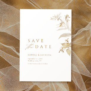 Elegant Modern Gold Botanical Floral Save The Date