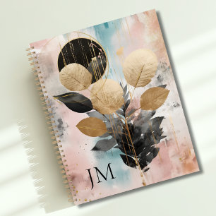 Elegant Modern Gold Botanical Monogram Planner