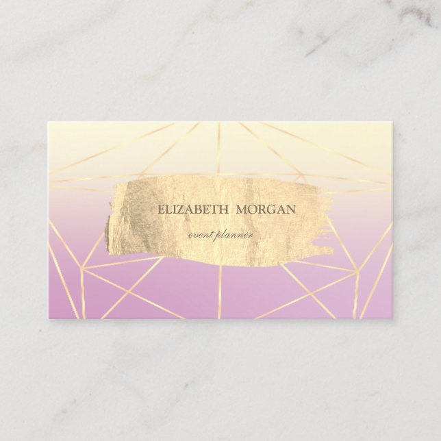 Elegant Modern Gold Brush Stroke Geometric Business Card (Front)