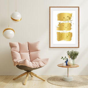 Elegant Modern Gold Brust Stroke Paint Abstract Poster