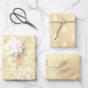Elegant Modern Gold Christmas Pattern  Wrapping Paper Sheet