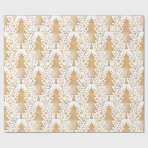 Elegant Modern Gold Christmas Tree Floral Pattern Wrapping Paper