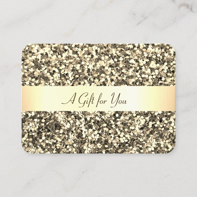 Elegant Modern Gold Confetti Glitter Discount Card (Front)