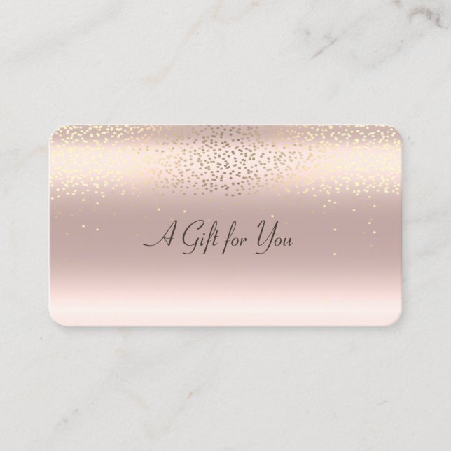 Elegant Modern Gold Confetti Shiny Rose Gold Discount Card (Front)