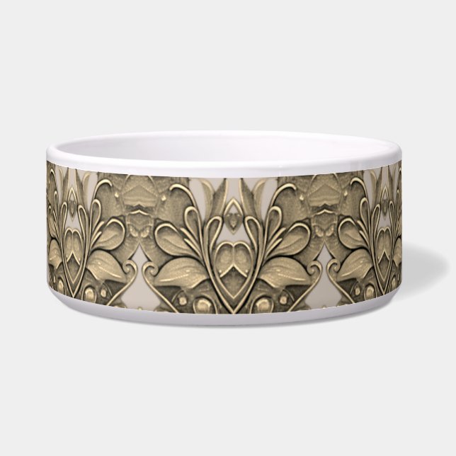 Elegant Modern Gold Decorative Ceramic Pet Bowl (Front)