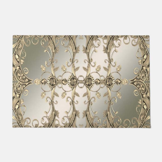 Elegant Modern Gold Decorative Doormat (Front)