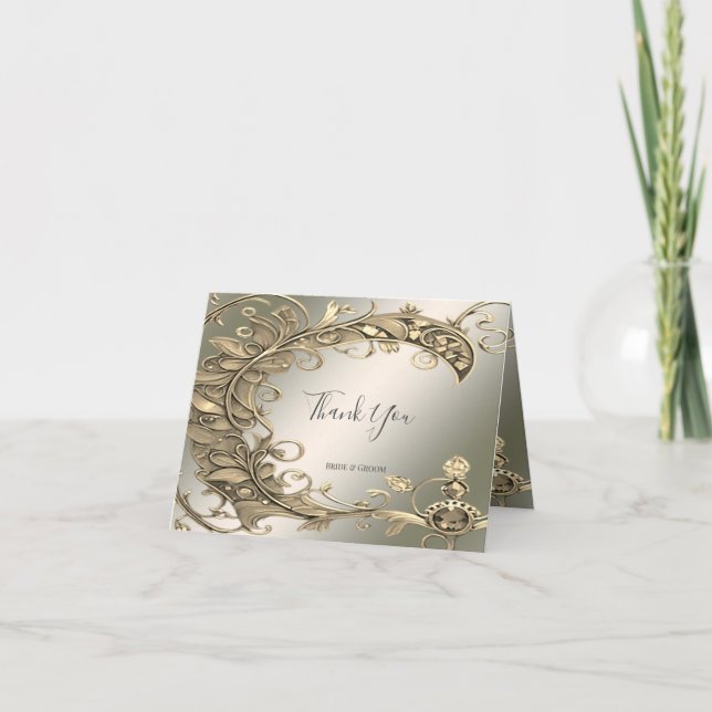 Elegant Modern Gold Decorative Thank You Card (Front)