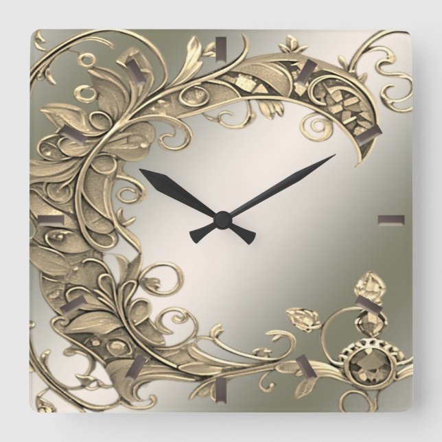 Elegant Modern Gold Decorative Wall Clock (Front)