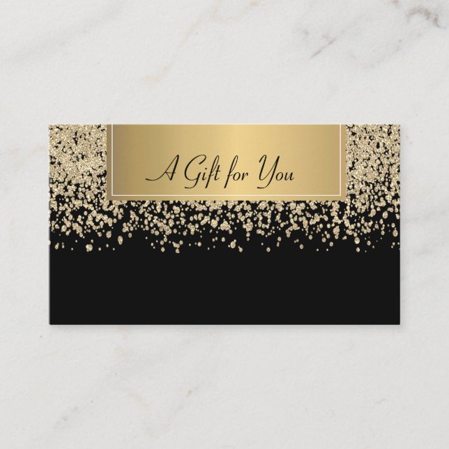 Elegant Modern, Gold Diamonds Black Discount Card (Front)
