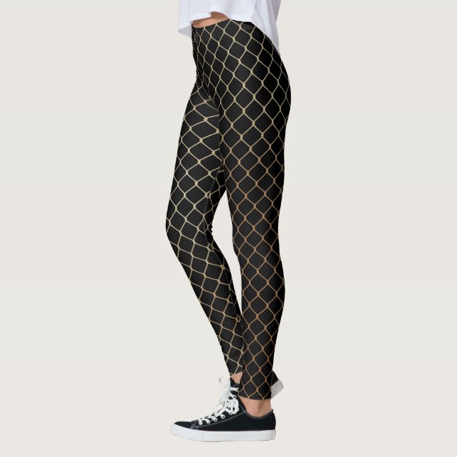 Elegant Modern Gold Fence Chain Pattern | Leggings (Left)