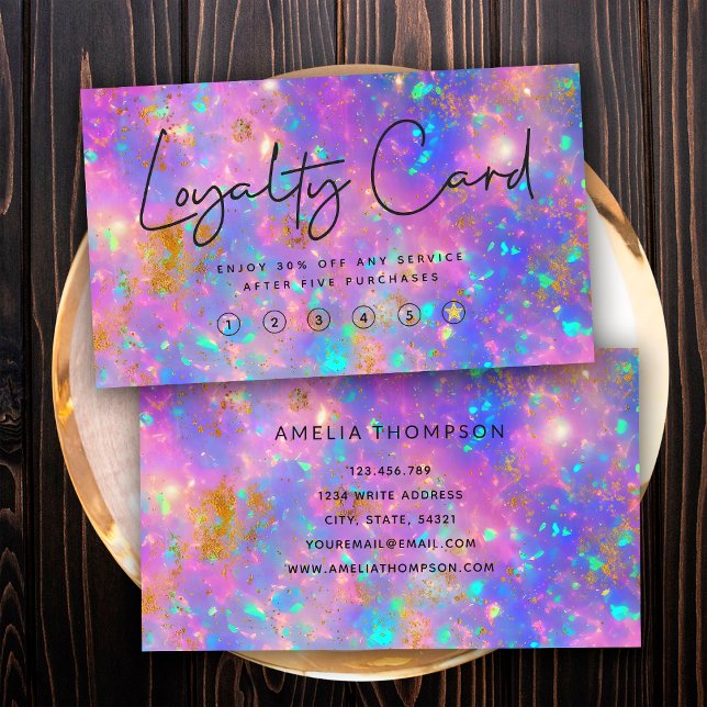 Elegant Modern Gold Fire Opal Stone Loyalty Card (Front and Back)