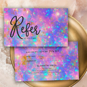 Elegant Modern Gold Fire Opal Stone Refer Referral Business Card