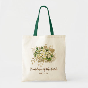 Elegant modern gold floral grandma of the bride tote bag