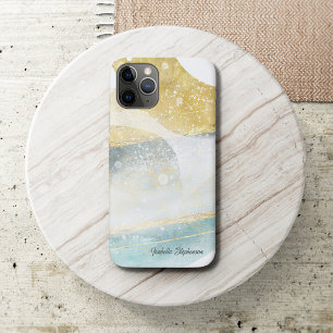 Elegant Modern Gold Foil and Teal Abstract iPhone 11 Pro Case