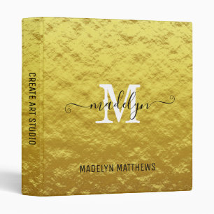 Elegant Modern Gold Foil Monogram Script Custom Binder