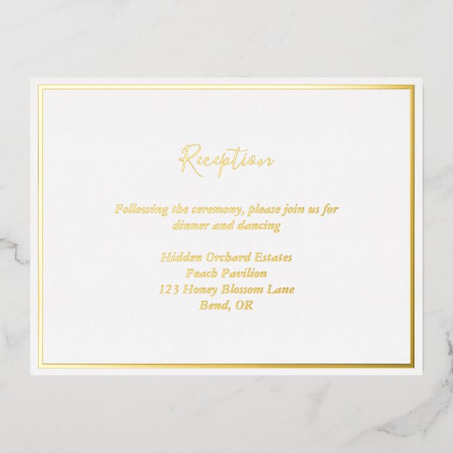 Elegant Modern Gold Foil Reception Enclosure Card (Front)