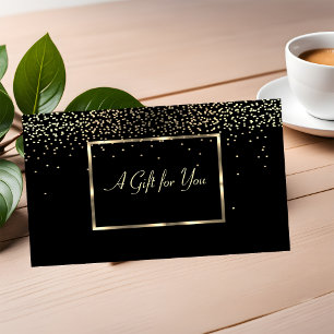 Elegant Modern Gold Frame, Confetti Black Discount Card