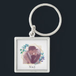 Elegant Modern Gold Geometric and Leaf Photo Keychain<br><div class="desc">Modern and elegant gold geometric and leaf frame for one of your favourite photos.</div>
