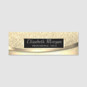 Elegant  Modern, Gold Glitter Bokeh Ombre, Frame Name Tag