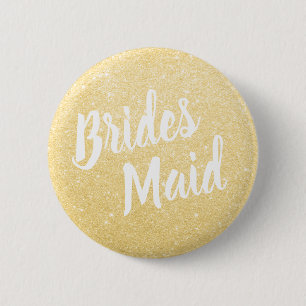 Elegant & modern  gold glitter bridesmaid wedding 2 inch round button