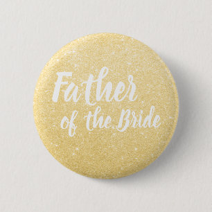 Elegant & modern gold glitter father of the bride 2 inch round button
