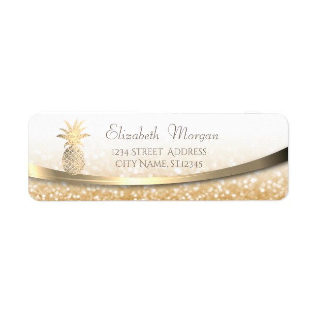 Elegant Modern Gold  Glittery Bokeh,Pineapple (Front)