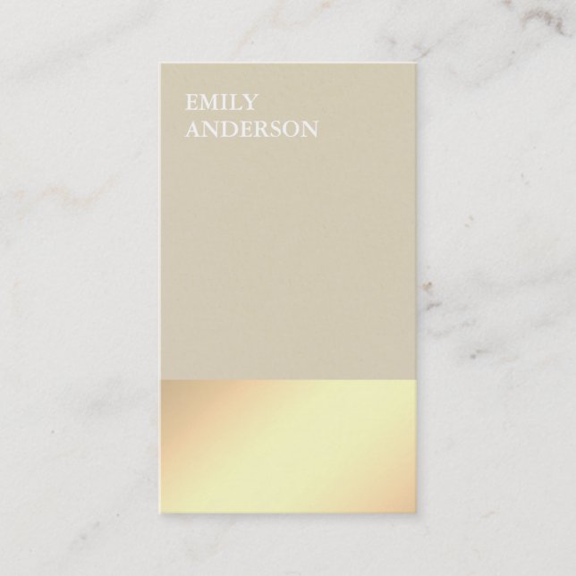 Elegant Modern Gold Glow Minimalistic Beige  Business Card (Front)