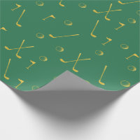 Elegant Modern Gold Golf Pattern Golfer Green 