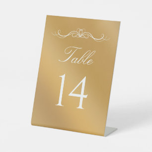 Elegant Modern Gold Gradient Wedding Table Number Pedestal Sign