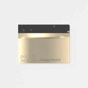 Elegant Modern  Gold Hearts- Personalized Post-it Notes