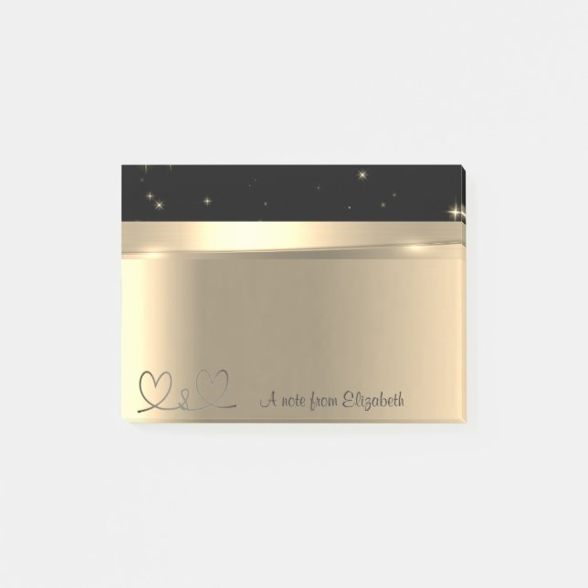 Elegant Modern  Gold Hearts- Personalized Post-it Notes (Front)
