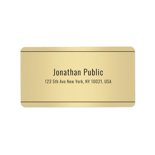 Elegant Modern Gold Look Simple Template Address Label (Front)