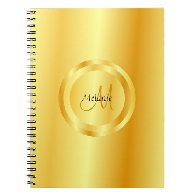 Elegant Modern Gold Look Template Monogram Notebook (Front)