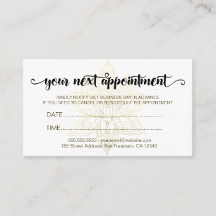 Elegant Modern Gold Lotus Flower Script Appointment Card