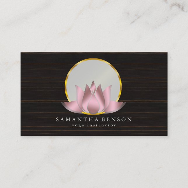 Elegant Modern Gold Lotus Logo Stylish Copper  Business Card (Front)
