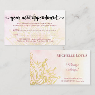 Elegant Modern Gold Lotus Rose White Appointment Card