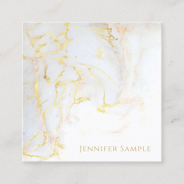 Elegant Modern Gold Marble Professional Template Square Business Card (Front)